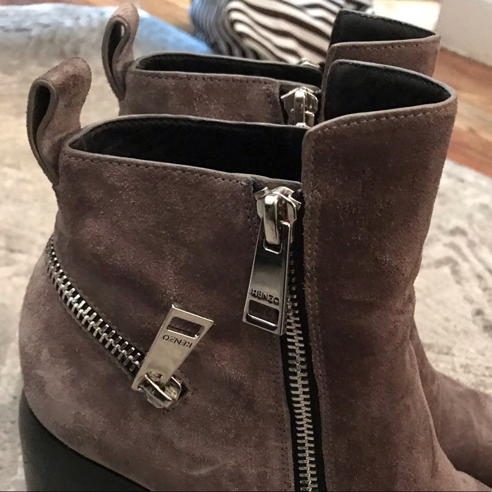 Kenzo suede zipper bootie